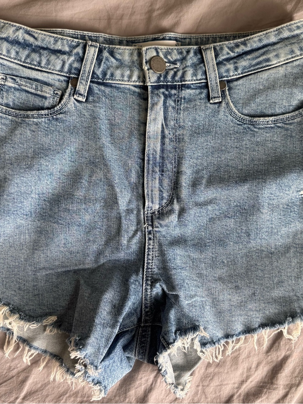 PAIGE - Margot Shorts - High-Waist Light Wash Denim Cutoff Shorts